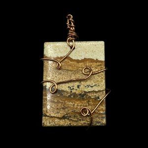Jasper Wire Wrapped Necklace Pendant Painted Desert Natural Grounding Healing